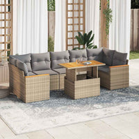 Set Divano da Giardino 8 pz con Cuscini Beige Polyrattan Acacia 3327461