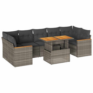 Set Divani da Giardino 7pz con Cuscini Grigio Polyrattan Acacia 3327462