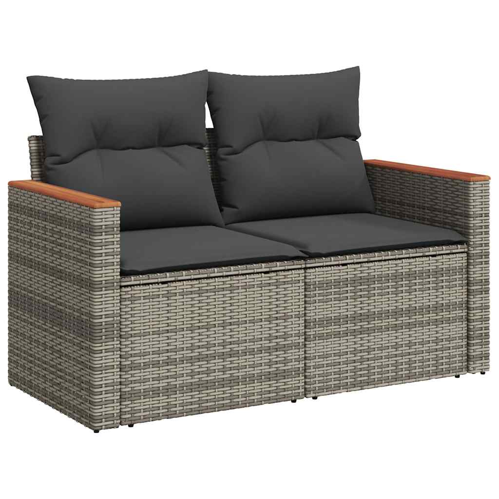 Set Divani da Giardino 7pz con Cuscini Grigio Polyrattan Acacia 3327462