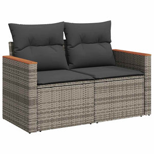 Set Divano da Giardino 9pz con Cuscini Grigio Polyrattan Acacia 3327469