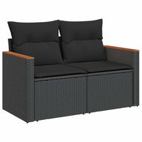 Set Divano da Giardino 6 pz con Cuscini Nero Polyrattan Acacia 3327471