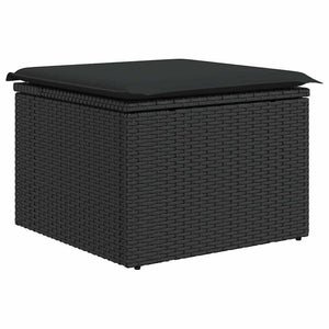 Set Divano da Giardino 6 pz con Cuscini Nero Polyrattan Acacia 3327471