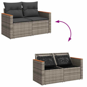 Set Divano Giardino 5 pz con Cuscini Grigio Polyrattan Acacia 3327483