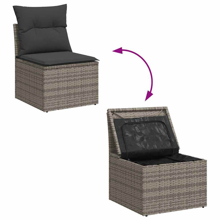 Set Divano Giardino 5 pz con Cuscini Grigio Polyrattan Acacia 3327483