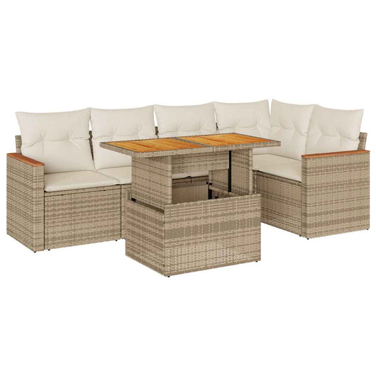 Set Divano da Giardino 5 pz con Cuscini Beige Polyrattan Acacia 3327488