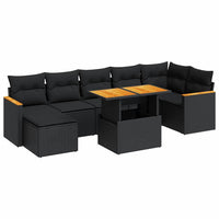 Set Divani da Giardino con Cuscini 8 pz Nero Polyrattan Acacia 3327513