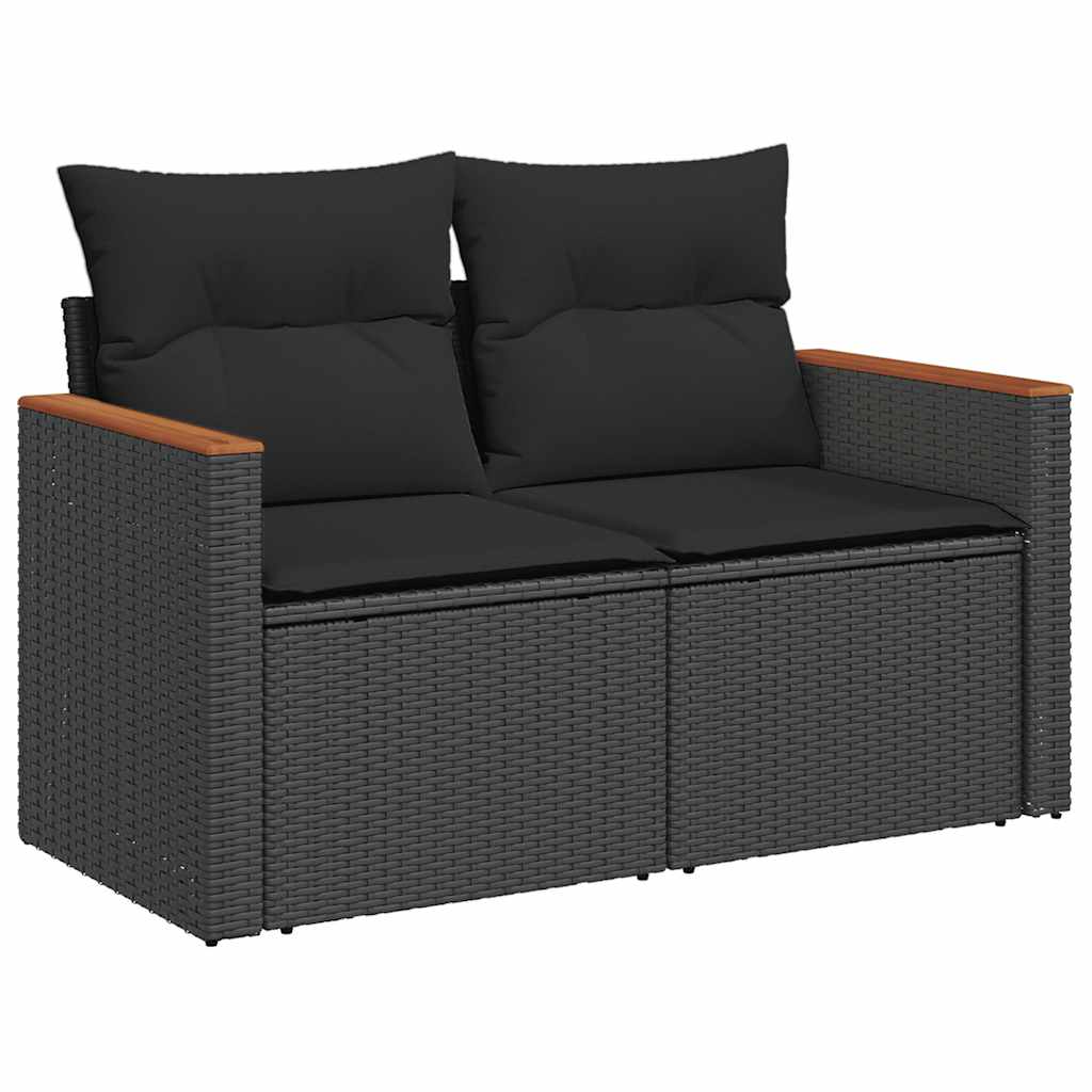 Set Divani da Giardino con Cuscini 8 pz Nero Polyrattan Acacia 3327513