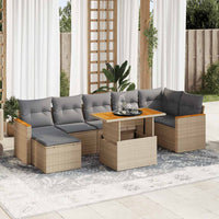 Set Divano da Giardino 8 pz con Cuscini Beige Polyrattan Acacia 3327517