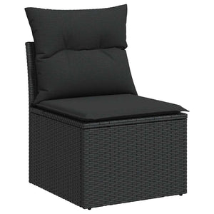 Set Divani da Giardino con Cuscini 7pz Nero Polyrattan Acacia 3327583