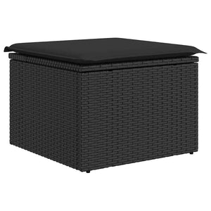 Set Divani da Giardino con Cuscini 7pz Nero Polyrattan Acacia 3327583