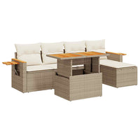 Set Divani da Giardino 7 pz con Cuscini Beige Polyrattan Acacia 3327586