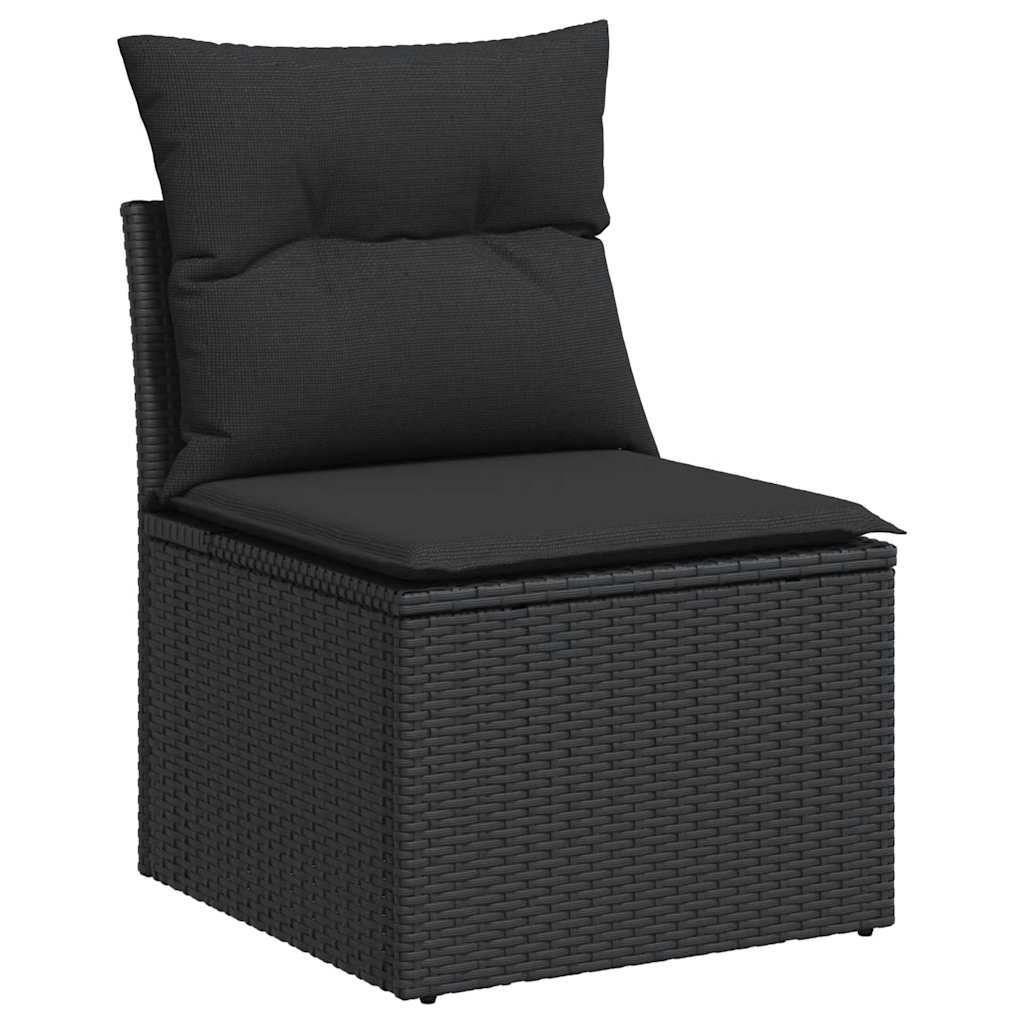 Set Divani da Giardino 5 pz con Cuscini Nero Polyrattan Acacia 3327590