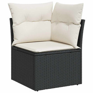 Set Divani da Giardino 5 pz con Cuscini Nero Polyrattan Acacia 3327591