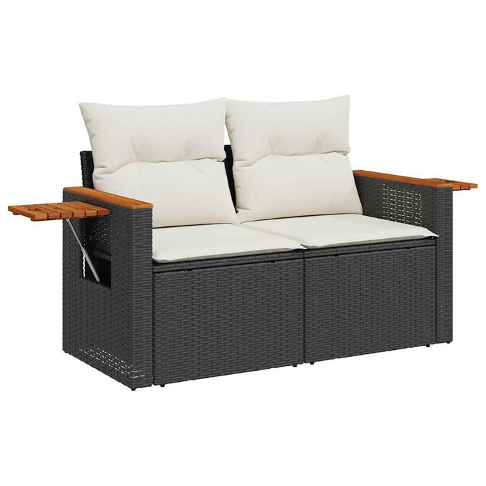 Set Divani da Giardino 5 pz con Cuscini Nero Polyrattan Acacia 3327591