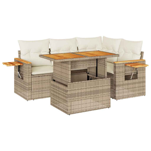 Set Divano da Giardino 4 pz con Cuscini Beige in Polyrattan 3327593