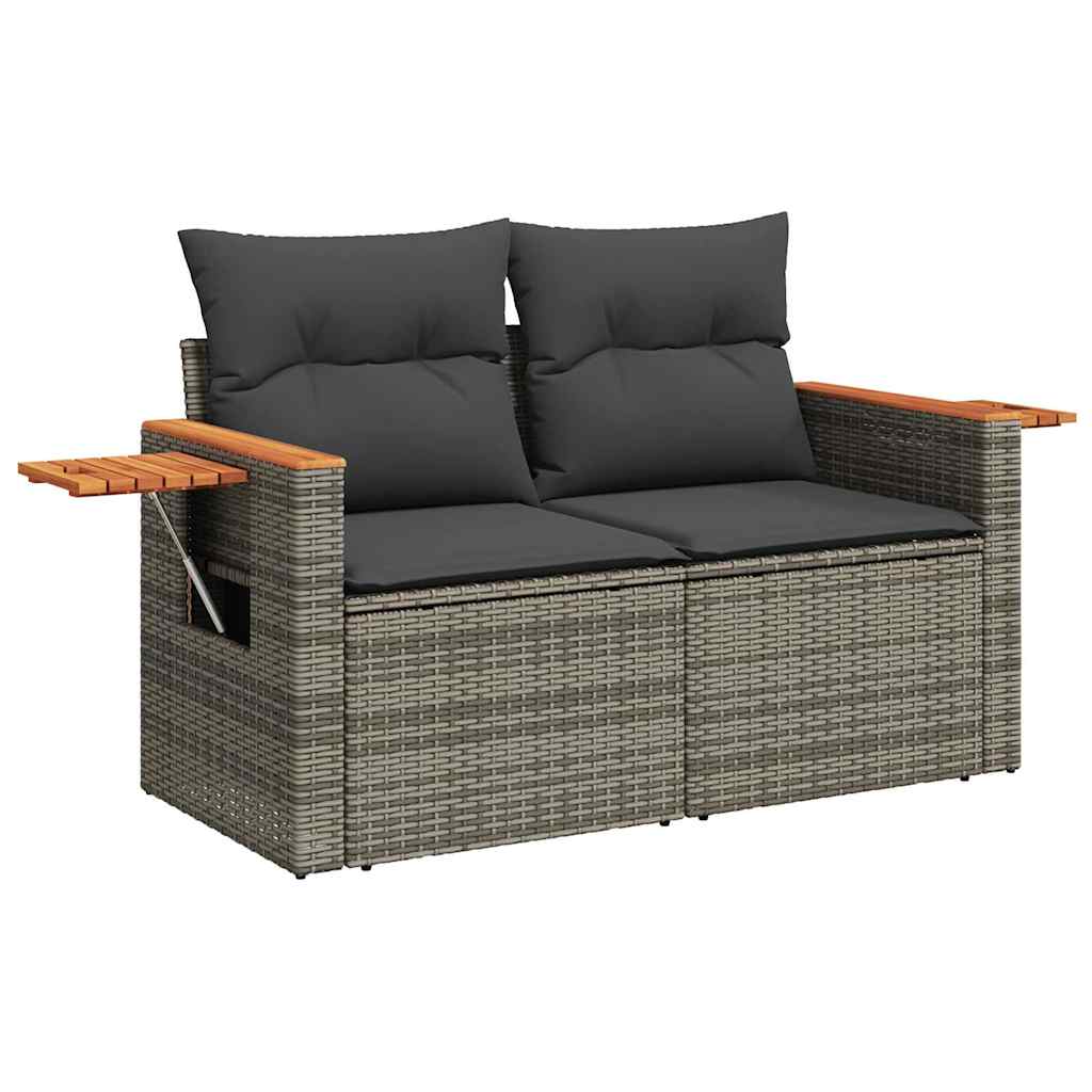 Set Divani Giardino 4 pz con Cuscini Grigio Polyrattan Acacia 3327595