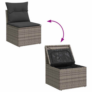 Set Divani Giardino 4 pz con Cuscini Grigio Polyrattan Acacia 3327595