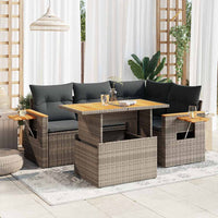 Set Divani Giardino 4 pz con Cuscini Grigio Polyrattan Acacia 3327595