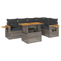 Set Divano Giardino 5 pz con Cuscini Grigio Polyrattan Acacia 3327602