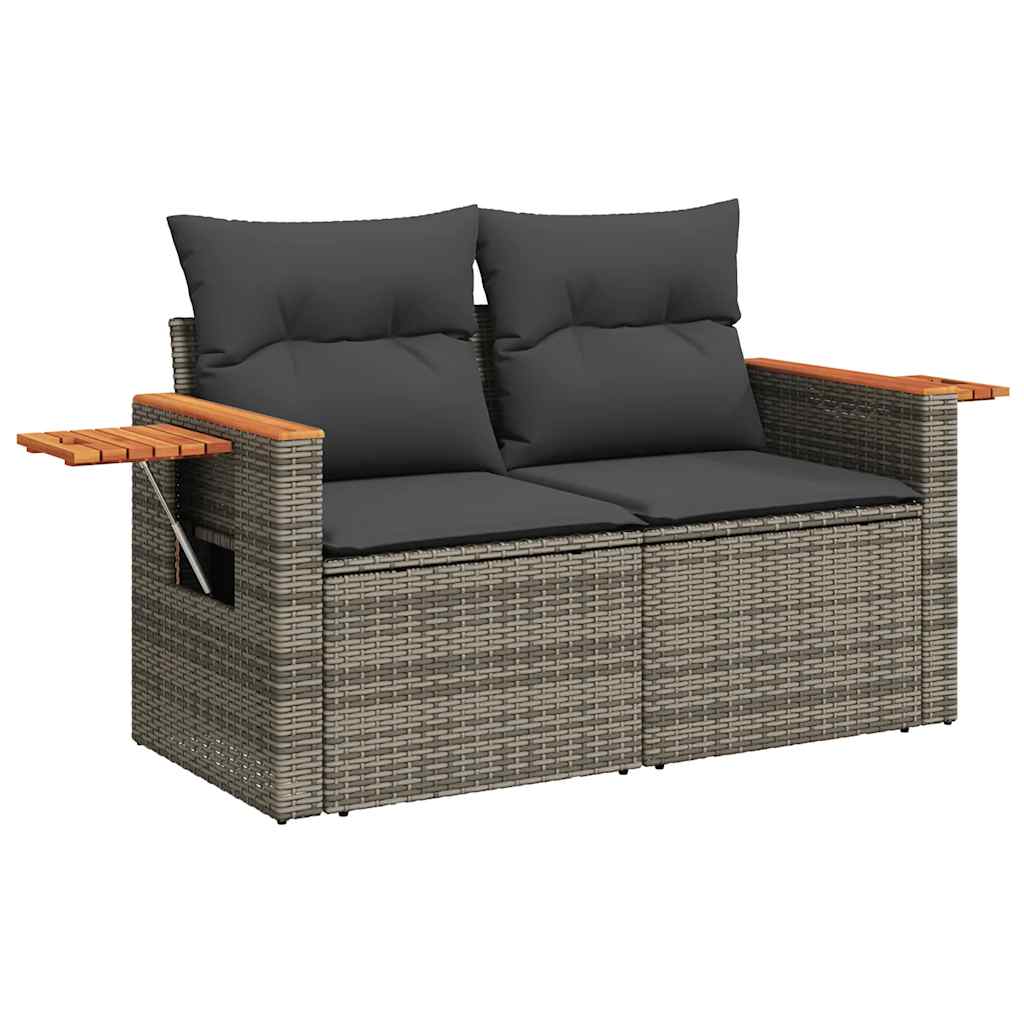 Set Divano Giardino 5 pz con Cuscini Grigio Polyrattan Acacia 3327602