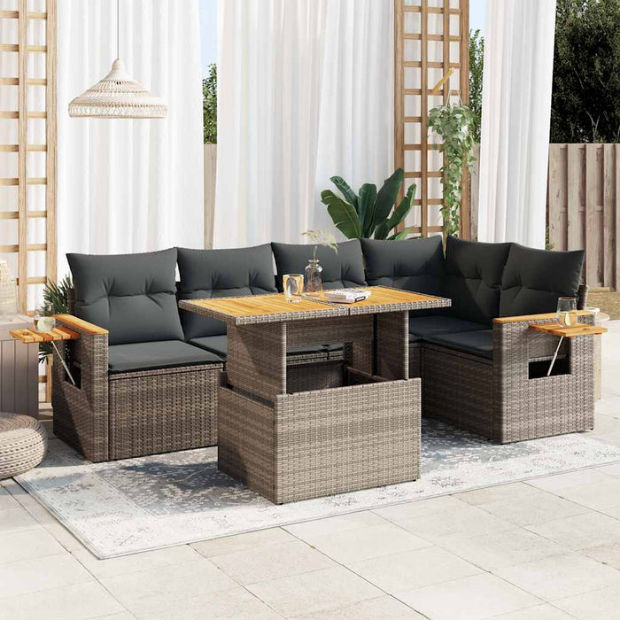 Set Divano Giardino 5 pz con Cuscini Grigio Polyrattan Acacia 3327602