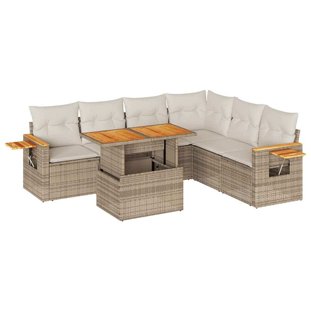 Set Divano da Giardino 6 pz con Cuscini Beige Polyrattan Acacia 3327607