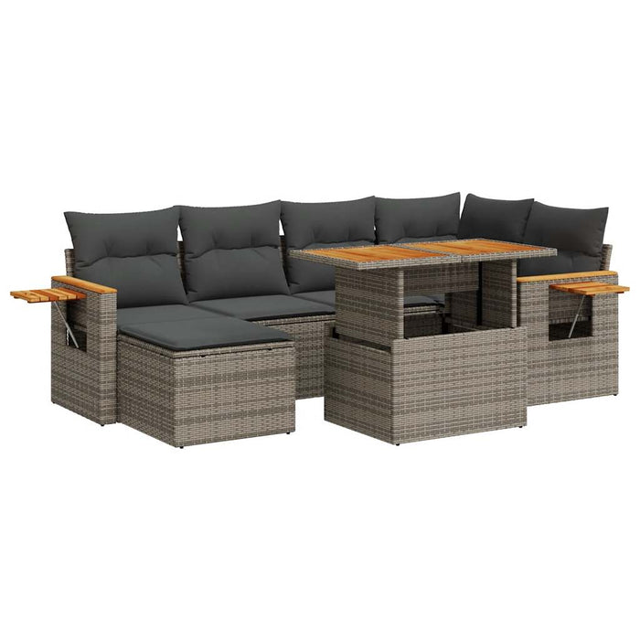 Set Divani da Giardino 7pz con Cuscini Grigio Polyrattan Acacia 3327623