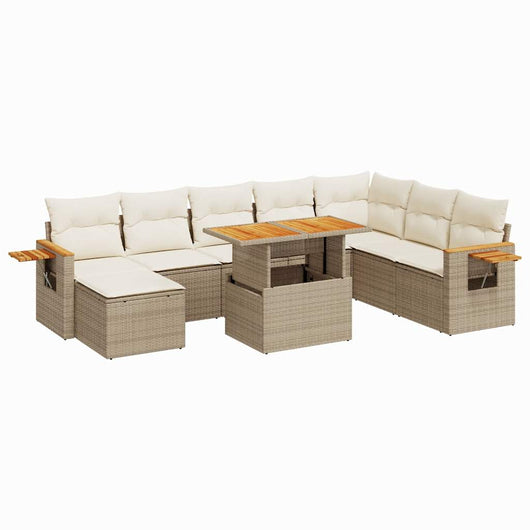 Set Divani da Giardino 7 pz con Cuscini Beige Polyrattan Acacia 3327635