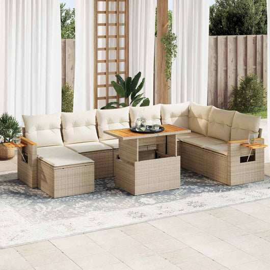 Set Divani da Giardino 7 pz con Cuscini Beige Polyrattan Acacia 3327635