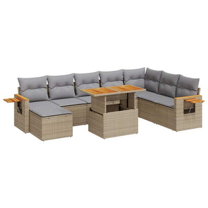 Set Divani da Giardino 7 pz con Cuscini Beige Polyrattan Acacia 3327636