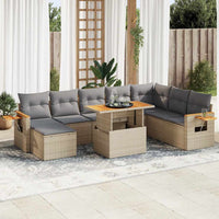 Set Divani da Giardino 7 pz con Cuscini Beige Polyrattan Acacia 3327636