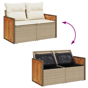 Set Divano da Giardino 6 pz con Cuscini Beige Polyrattan Acacia 3327663