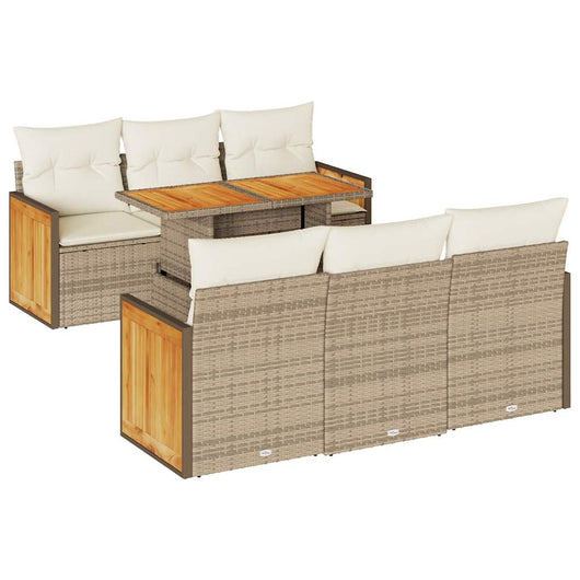 Set Divani da Giardino 7 pz con Cuscini Beige Polyrattan Acacia 3327670