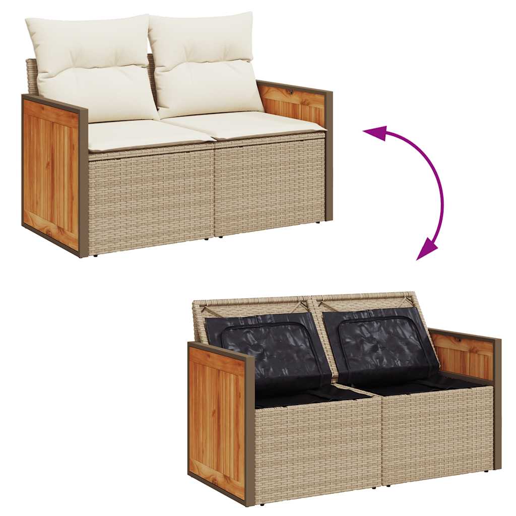 Set Divani da Giardino 7 pz con Cuscini Beige Polyrattan Acacia 3327670