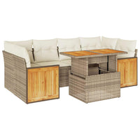 Set Divani da Giardino 7 pz con Cuscini Beige Polyrattan Acacia 3327677