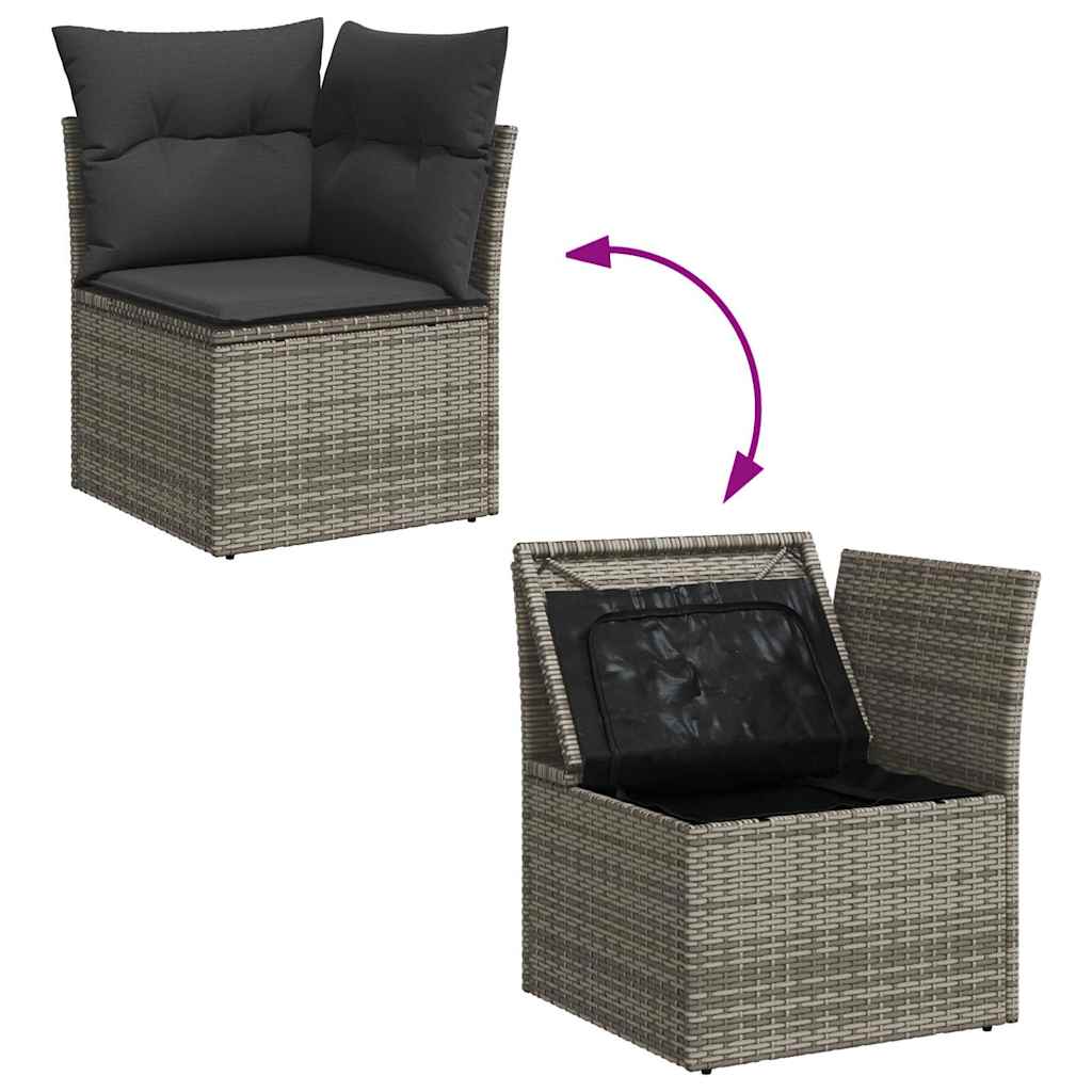 Set Divani da Giardino 7pz con Cuscini Grigio Polyrattan Acacia 3327721