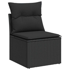 Set Divani da Giardino con Cuscini 7pz Nero Polyrattan Acacia 3327737