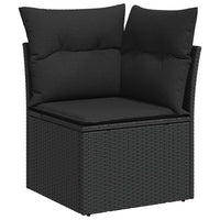 Set Divani da Giardino con Cuscini 7pz Nero Polyrattan Acacia 3327737