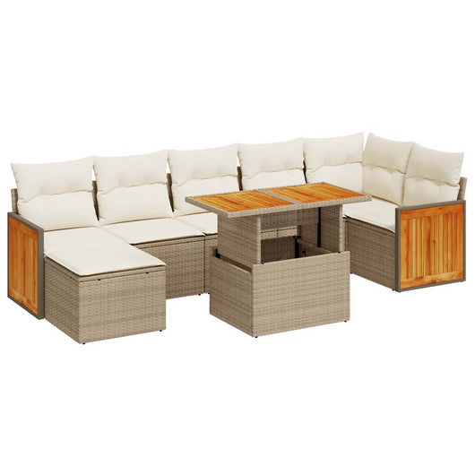 Set Divani da Giardino 7 pz con Cuscini Beige Polyrattan Acacia 3327740