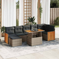 Set Divani da Giardino 7pz con Cuscini Grigio Polyrattan Acacia 3327742