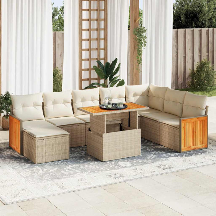 Set Divani da Giardino 7 pz con Cuscini Beige Polyrattan Acacia 3327747