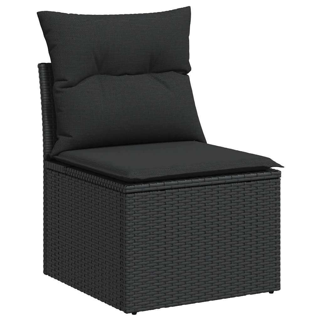 Set Divani da Giardino 11 pz con Cuscini Polyrattan Acacia Nero 3327758