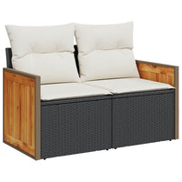 Set Divani da Giardino 11 pz con Cuscini Polyrattan Acacia Nero 3327759