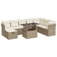 Set Divano da Giardino 9 pz con Cuscini Beige in Polyrattan 3327798