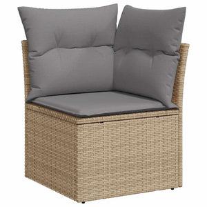 Set Divano da Giardino 9 pz con Cuscini Beige in Polyrattan 3327799