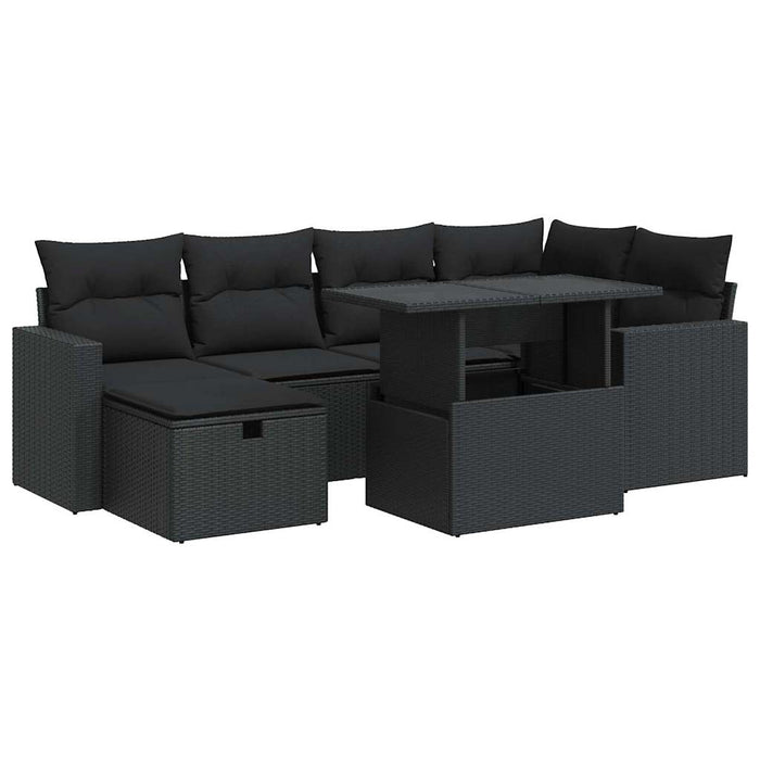 Set Divani da Giardino con Cuscini 7pz Nero Polyrattan 3327815