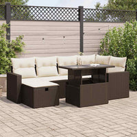 Set Divani da Giardino 7 pz con Cuscini Marrone in Polyrattan 3327823