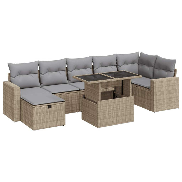 Set Divano da Giardino 8 pz con Cuscini Beige in Polyrattan 3327829