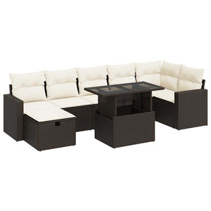 Set Divani da Giardino 8 pz con Cuscini Marrone in Polyrattan 3327833