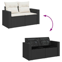 Set Divani da Giardino 9 pz con Cuscini Nero in Polyrattan 3327836